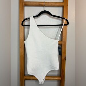 Abercrombie & Fitch One Shoulder White Ribbed Bodysuit